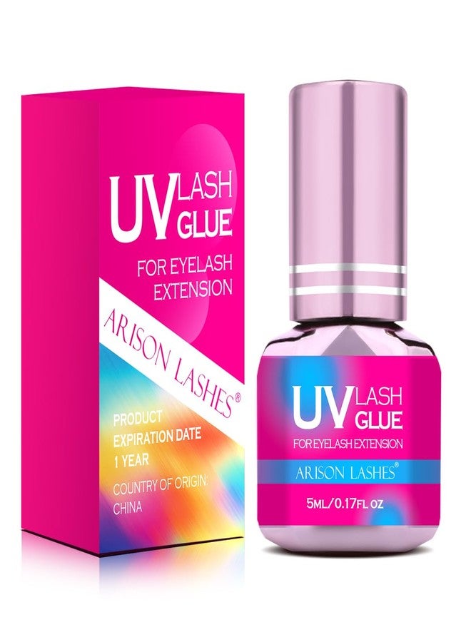 أريسون لاشز غراء تمديد الرموش بالأشعة فوق البنفسجية، يجف في ثانية واحدة، مقاوم للماء، رابط قوي لتمديد الرموش - غراء جل الرموش بالأشعة فوق البنفسجية للاستخدام الاحترافي فقط (أزرق - 5 مل) - Image 1